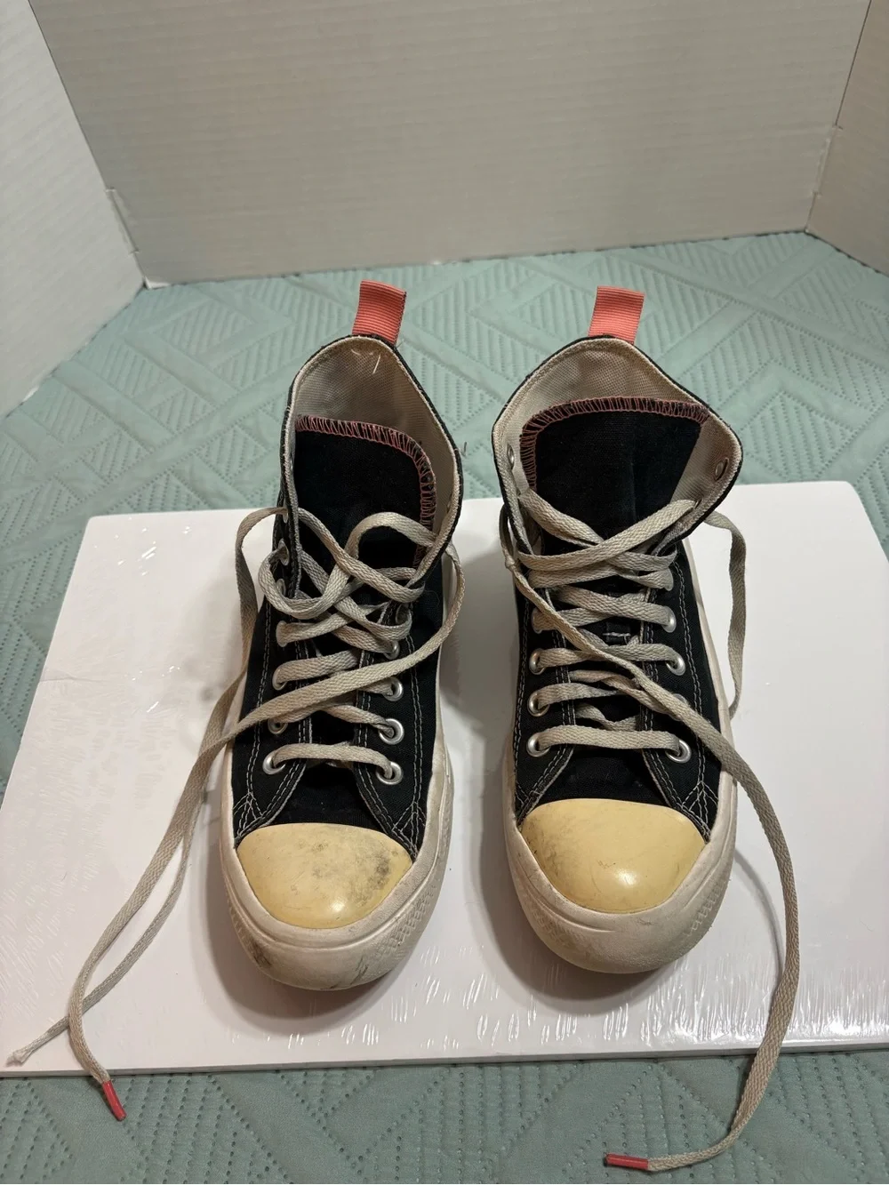 Converse All Star Chuck Taylor High Top Platform Black White Pink Big Kids US 5